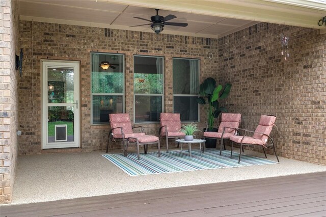 2420 Champions Corner Dr, Leander, TX 78641 - deck featuring a ceiling fan