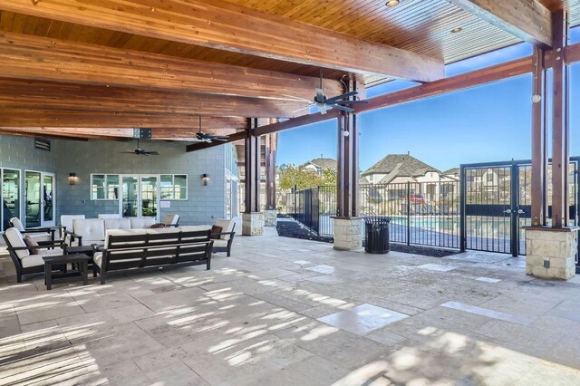304 La Joya Pass, Leander, TX 78641 - view of patio / terrace featuring ceiling fan and an outdoor living space