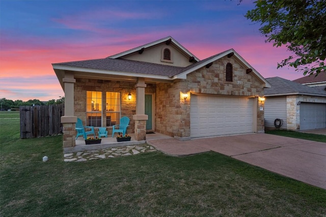 1307 Tamarac Trl, Leander, TX 78641 - view of front of property featuring stone siding, a garage, concrete driveway, and roof with shingles