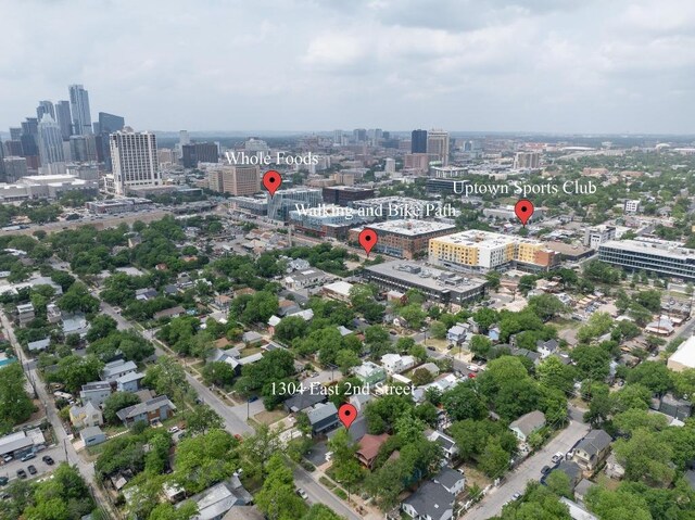 drone / aerial view with a city view