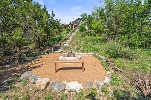 5914 Cape Coral Dr, Austin, TX 78746 - view of yard featuring stairway