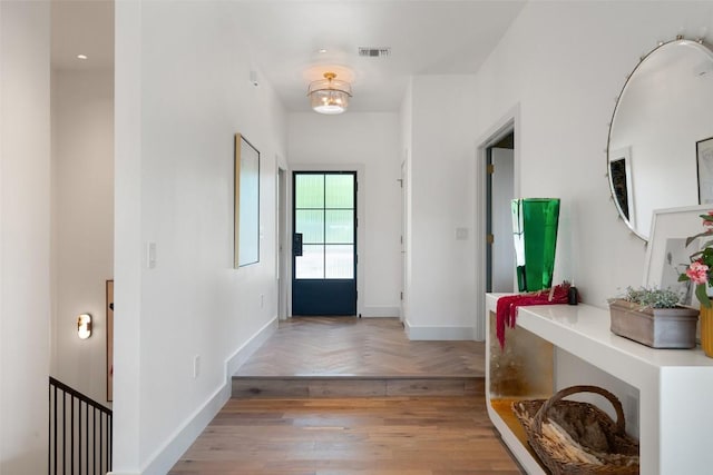 5914 Cape Coral Dr, Austin, TX 78746 - foyer entrance featuring baseboards and parquet floors
