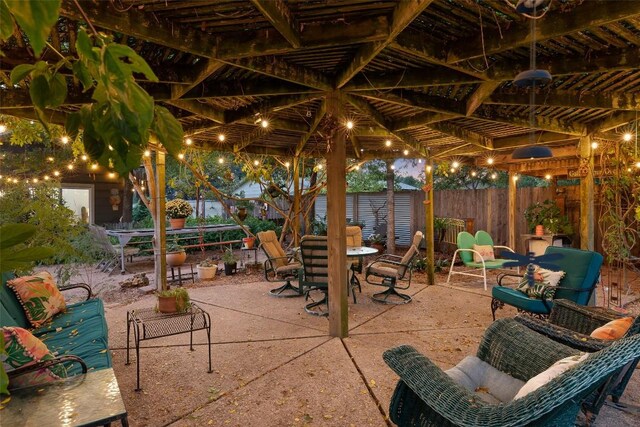 view of patio / terrace with outdoor dining area and a fenced backyard