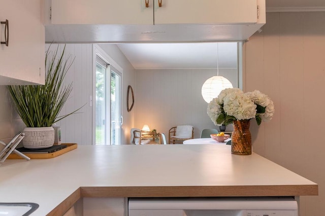 details with light countertops and dishwashing machine