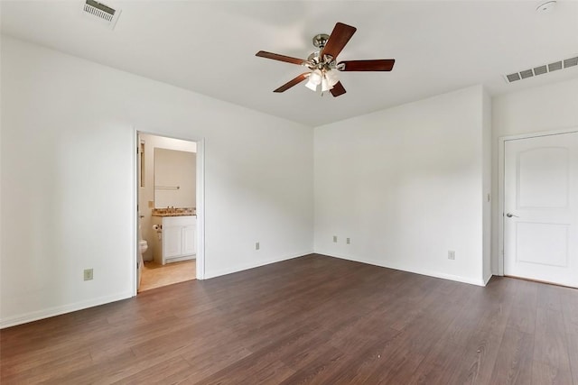 10104 Missel Thrush Dr, Austin, TX 78750 - unfurnished room with ceiling fan and dark wood-type flooring