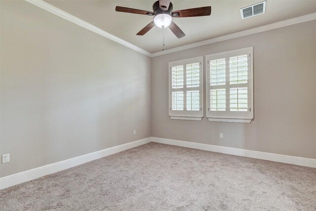 423 Bella Montagna Cir, Austin, TX 78734 - empty room featuring carpet, ornamental molding, and ceiling fan