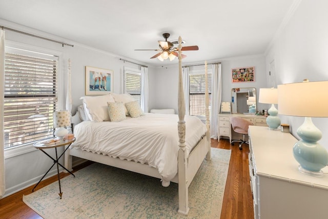 1418 Jackson Rd, Kerrville, TX 78028 - bedroom featuring crown molding, wood finished floors, and multiple windows