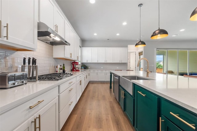 8600 Chrysler Bnd, Austin, TX 78744 - kitchen featuring dishwasher, a sink, a toaster, white cabinets, and under cabinet range hood