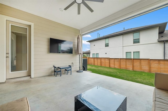 8600 Chrysler Bnd, Austin, TX 78744 - view of patio / terrace featuring ceiling fan