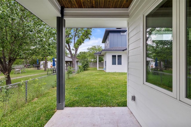 view of yard featuring a fenced backyard and a patio area