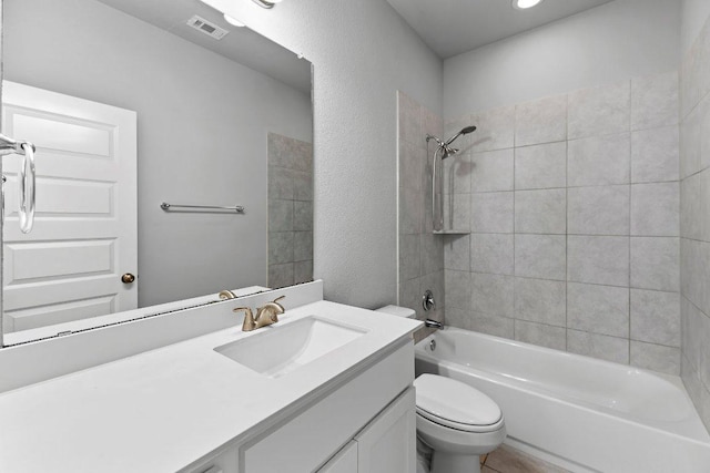 316 Ancellotta Way, Leander, TX 78641 - full bath featuring toilet, shower / washtub combination, vanity, and recessed lighting
