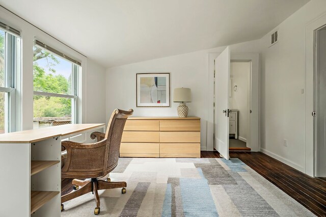 1613 Garden St, Austin, TX 78702 - office with wood finished floors and vaulted ceiling