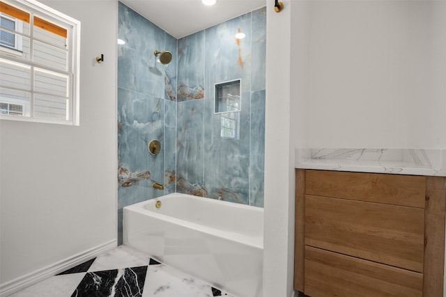 1007 Payne Ave, Austin, TX 78757 - full bathroom featuring shower / bath combination, baseboards, and marble finish floor