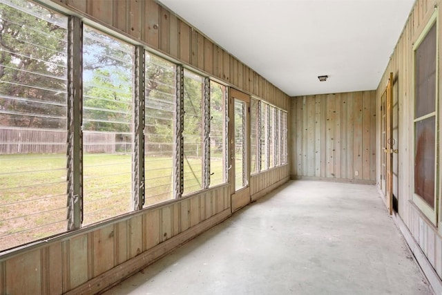 view of unfurnished sunroom
