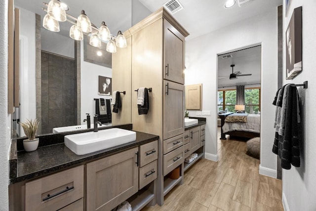 741 Faith Dr, Liberty Hill, TX 78642 - ensuite bathroom with ceiling fan, vanity, and baseboards