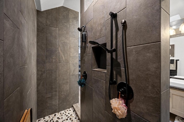 741 Faith Dr, Liberty Hill, TX 78642 - bathroom with a walk in shower and vanity