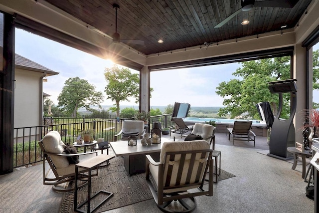 741 Faith Dr, Liberty Hill, TX 78642 - view of patio / terrace featuring ceiling fan and a pool