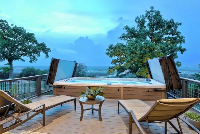 741 Faith Dr, Liberty Hill, TX 78642 - wooden deck featuring a hot tub