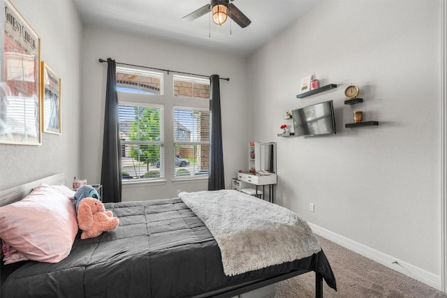 2217 Belen Dr, Leander, TX 78641 - bedroom featuring carpet, baseboards, and a ceiling fan