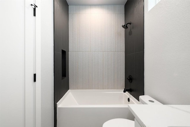 1000B Vargas Rd Unit B, Austin, TX 78741 - bathroom with vanity, toilet, and tub / shower combination