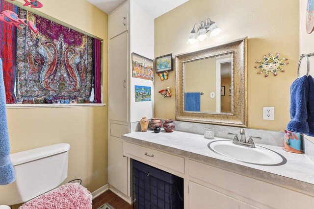 bathroom with toilet and vanity