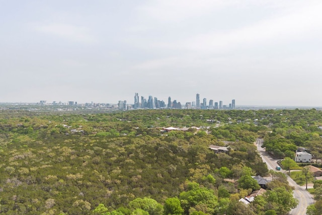 2100 Four Oaks Ln, Austin, TX 78704 - drone / aerial view of skyline and a heavily wooded area