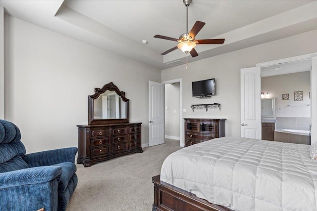 1800 Erie Dr, Leander, TX 78641 - carpeted bedroom with ensuite bath and ceiling fan