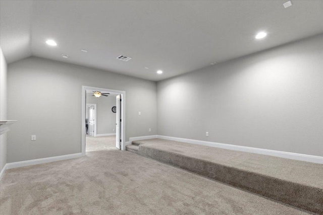 1800 Erie Dr, Leander, TX 78641 - unfurnished room with recessed lighting, carpet flooring, ceiling fan, and vaulted ceiling