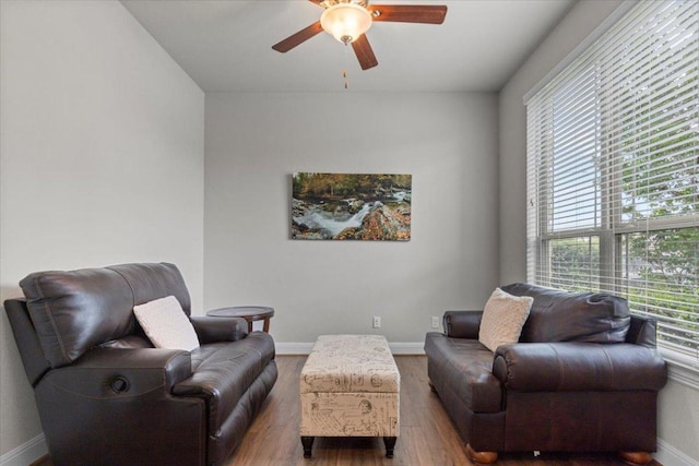 1800 Erie Dr, Leander, TX 78641 - living area with a ceiling fan and wood finished floors