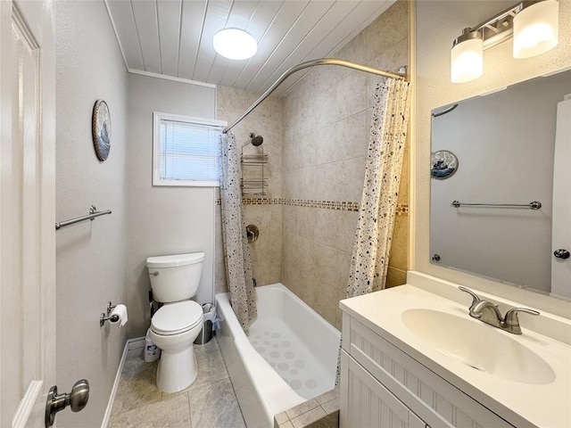 209 Lake Frst, Canyon Lake, TX 78133 - bathroom with tile patterned flooring, vanity, baseboards, tiled shower / bath, and toilet
