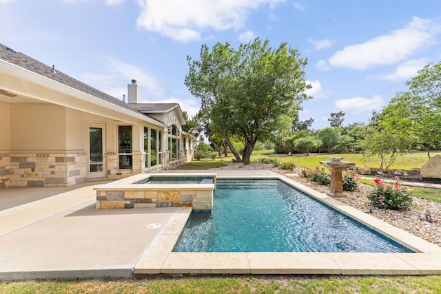 2120 High Lonesome Dr, Leander, TX 78641 - view of swimming pool featuring a patio and a pool with connected hot tub