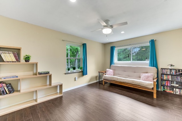 11600 Eubank Dr, Austin, TX 78758 - sitting room with plenty of natural light, a ceiling fan, recessed lighting, and wood finished floors