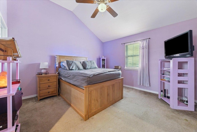 2334 County Road 464, Elgin, TX 78621 - bedroom featuring ceiling fan, vaulted ceiling, and light carpet