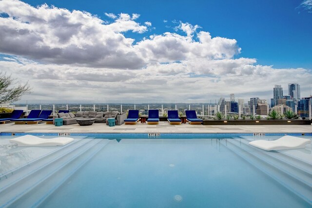 pool with a city view