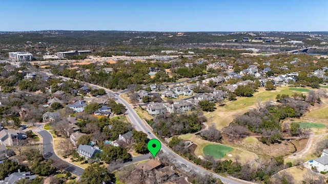 3605 Fawn Creek Path, Austin, TX 78746 - aerial overview of property's location featuring a golf course and nearby suburban area