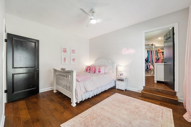3605 Fawn Creek Path, Austin, TX 78746 - bedroom with wood finished floors, a spacious closet, and ceiling fan