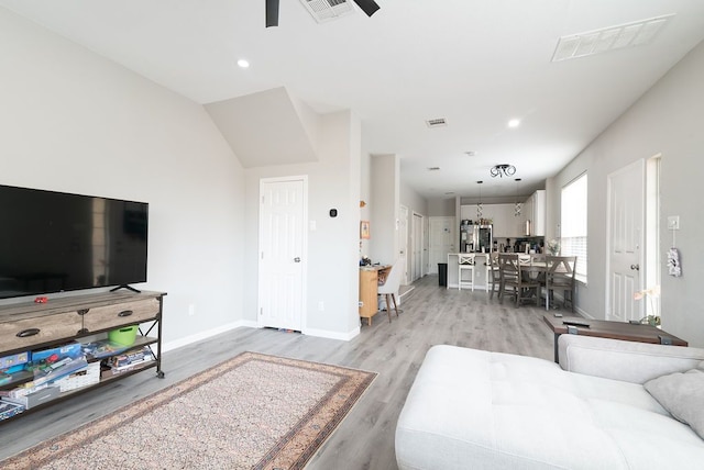 16100 S Great Oaks Dr Unit 3602, Round Rock, TX 78681 - living room featuring light wood finished floors, recessed lighting, and ceiling fan