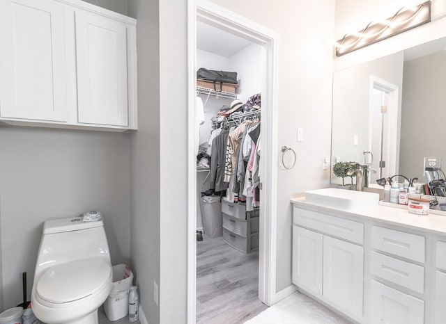 16100 S Great Oaks Dr Unit 3602, Round Rock, TX 78681 - bathroom featuring vanity, wood finished floors, and a walk in closet