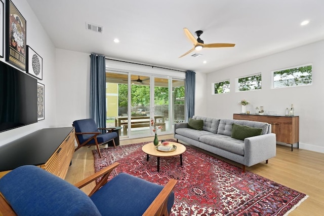 1815 Cullen Ave Unit 1, Austin, TX 78757 - living area with ceiling fan, light wood-style flooring, recessed lighting, and baseboards