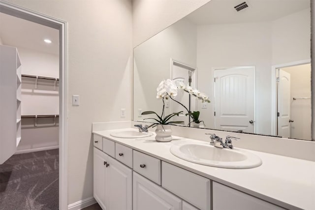 733 Melda St, Leander, TX 78641 - bathroom featuring double vanity and a walk in closet