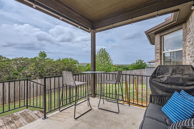 view of wooden balcony with a wooden deck
