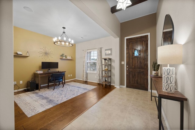 202 Parkwest Dr, Cedar Park, TX 78613 - foyer featuring baseboards and a notable chandelier