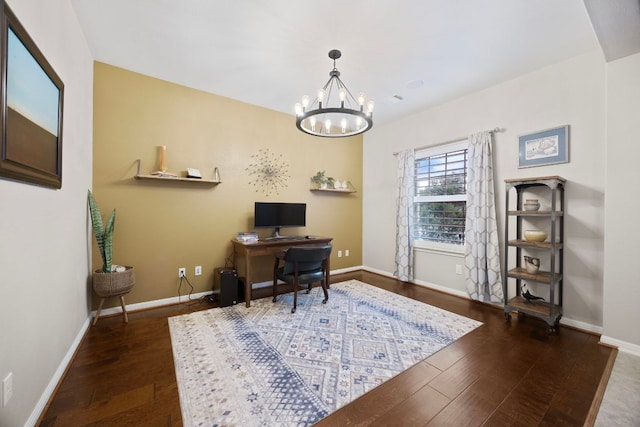 202 Parkwest Dr, Cedar Park, TX 78613 - office space with an inviting chandelier, baseboards, and wood-type flooring