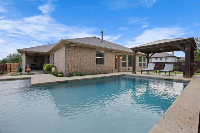 202 Parkwest Dr, Cedar Park, TX 78613 - view of pool with a gazebo, a ceiling fan, fence, and a fenced in pool