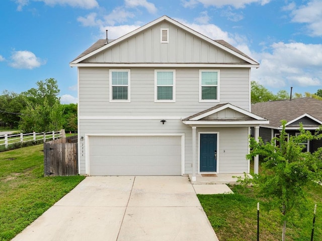 2204 Nightview Dr, Pflugerville, TX 78660 - view of front of house with board and batten siding, an attached garage, a shingled roof, and driveway