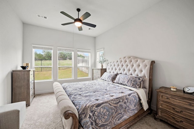 991 Hazy Hills Loop, Dripping Springs, TX 78620 - carpeted bedroom featuring baseboards, ceiling fan, and visible vents