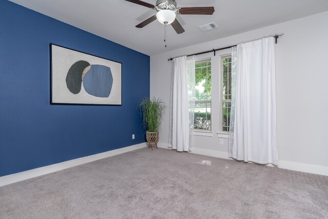 1766 Rowdy Loop, Leander, TX 78641 - unfurnished room with ceiling fan, visible vents, baseboards, and carpet