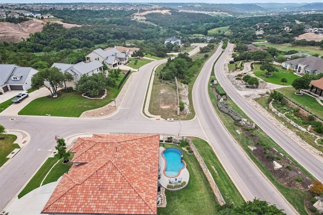 drone / aerial view with a residential view