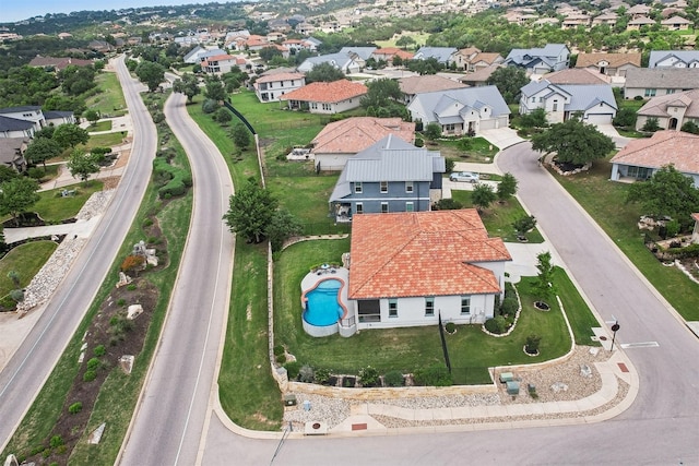 drone / aerial view with a residential view