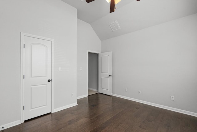 8105 Porto Cv, Round Rock, TX 78665 - unfurnished bedroom with lofted ceiling, dark wood finished floors, and a ceiling fan